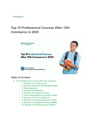 Best Professional Courses After 12th Commerce in 2025