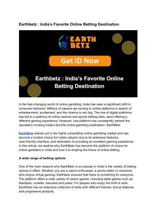 Earthbetz _ India’s Favorite Online Betting Destination