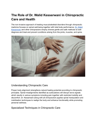 the role of dr walid kesserwani in chiropractic