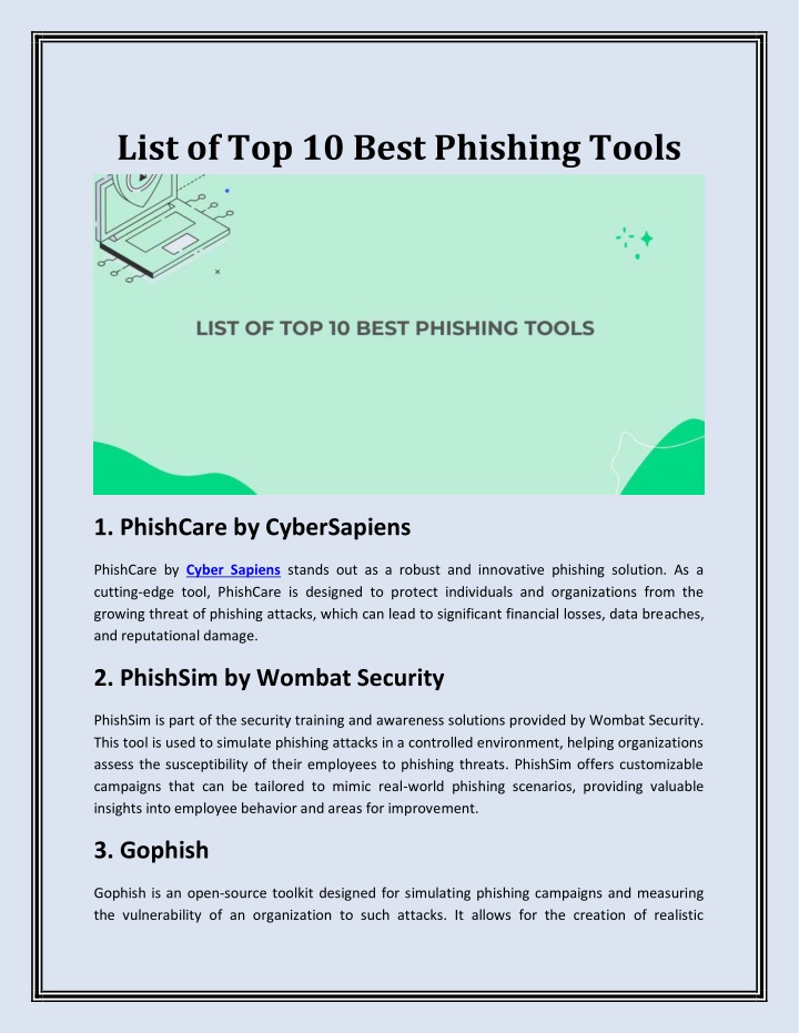 list of top 10 best phishing tools