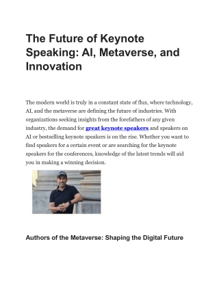 the future of keynote speaking ai metaverse