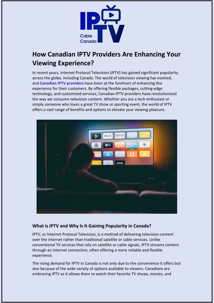 how canadian iptv providers are enhancing your