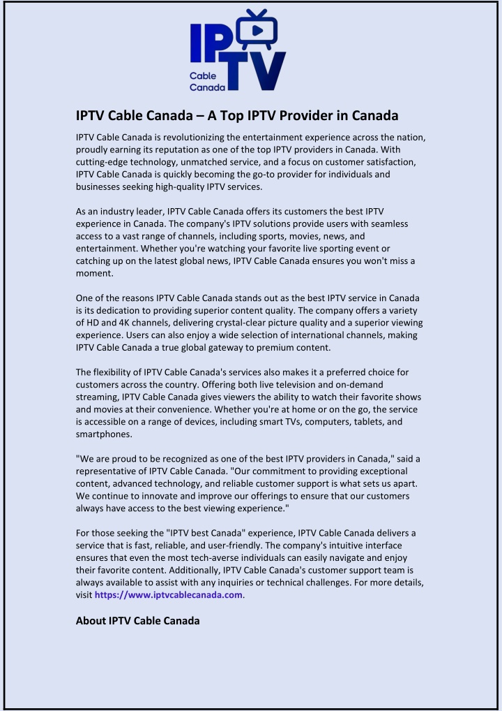 iptv cable canada a top iptv provider in canada