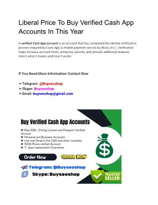 Liberal Price To Buy Verified Cash App Accounts In This Year