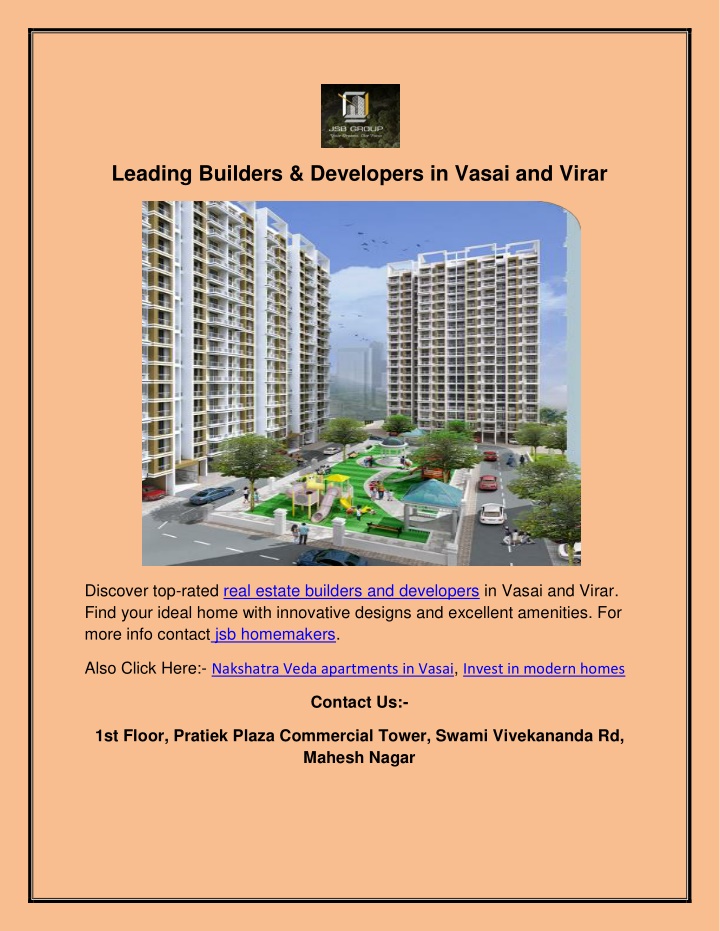 leading builders developers in vasai and virar