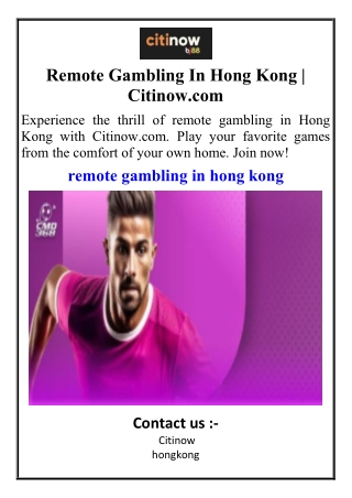 Remote Gambling In Hong Kong  Citinow.com