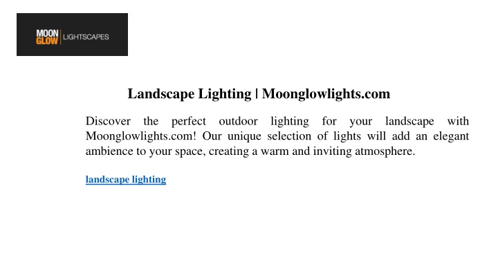 landscape lighting moonglowlights com