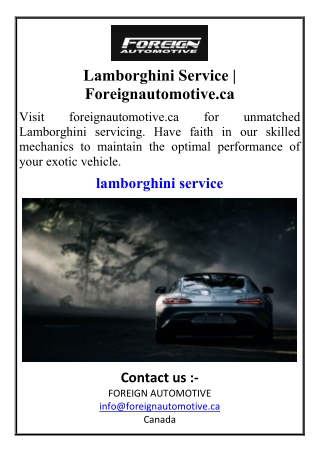 lamborghini service foreignautomotive ca