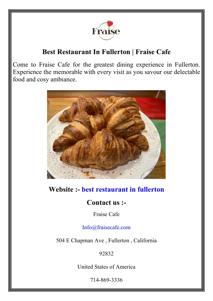 best restaurant in fullerton fraise cafe