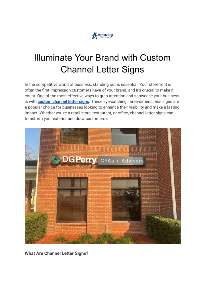 illuminate your brand with custom channel letter