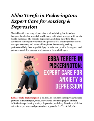 Ebba Terefe Professional Anxiety & Depression Care