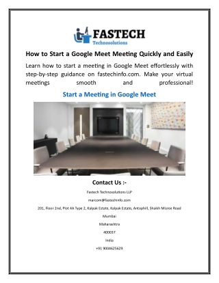 how to start a google meet meeting quickly