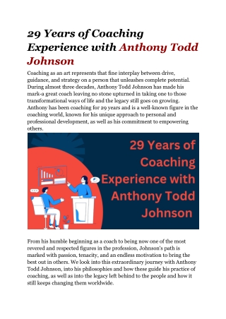 29 Years of Coaching Experience with Anthony Todd Johnson
