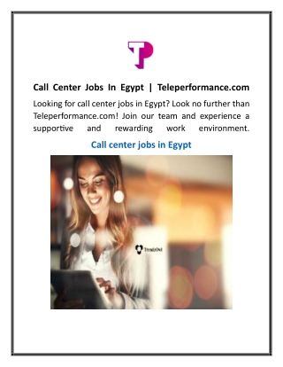 call center jobs in egypt teleperformance com