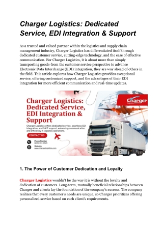 Charger Logistics Logistics Service with EDI Integration