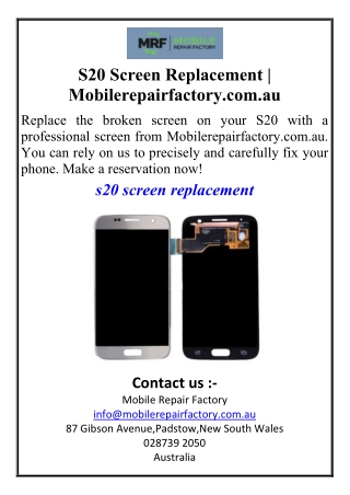 s20 screen replacement mobilerepairfactory com au