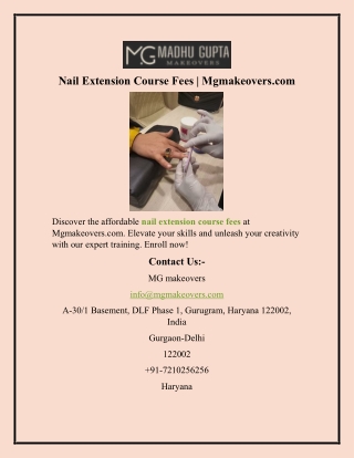 Nail Extension Course Fees Mgmakeovers