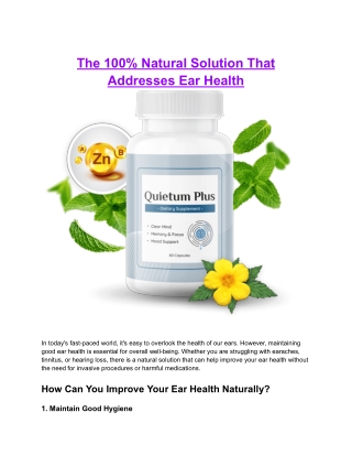 The 100% Natural Solution That Addresses Ear Health