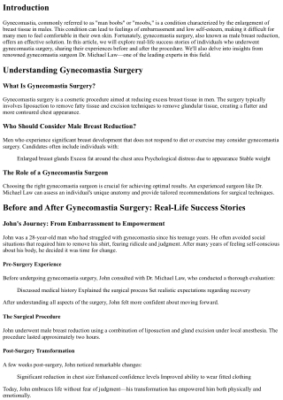 Before and After Gynecomastia Surgery: Real-Life Success Stories