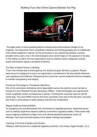 building trust how online casinos maintain fair