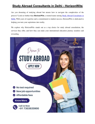 Study Abroad Consultants in Delhi – HorizonWits