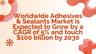 Adhesives & Sealants Market is Expected to touch $100 billion by 2030