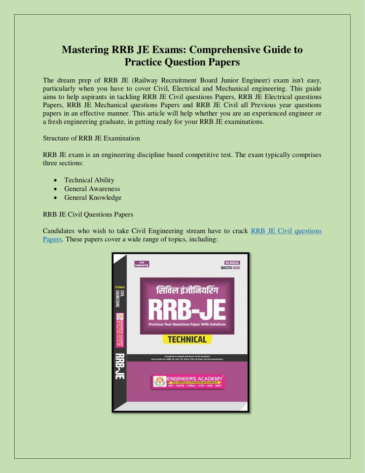 mastering rrb je exams comprehensive guide