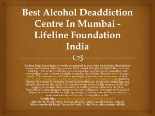 Best Alcohol Rehabs Centre In Mumbai - Lifeline Foundation India