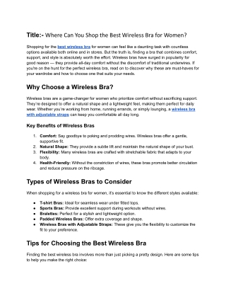 Where Can You Shop the Best Wireless Bra for Women_
