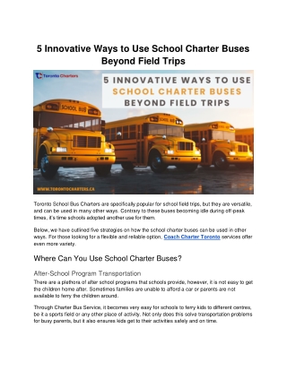 5 Innovative Ways to Use School Charter Buses Beyond Field Trips
