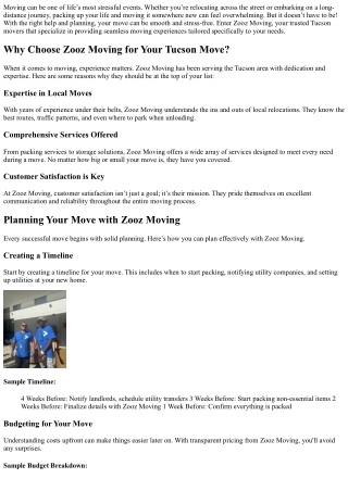 Experience a Stress-Free Move with Zooz Moving: Your Trusted Tucson Movers