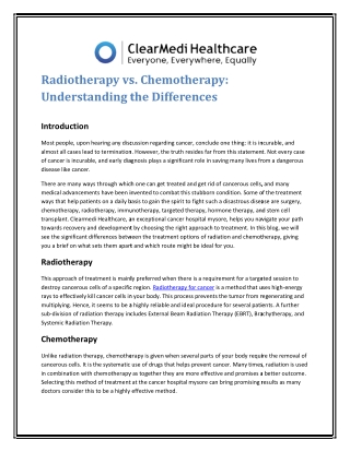 Radiotherapy vs. Chemotherapy Understanding the Differences