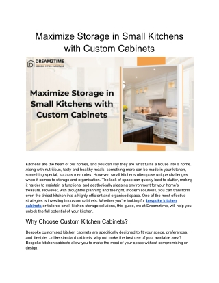 Maximize Storage in Small Kitchens with Custom Cabinets