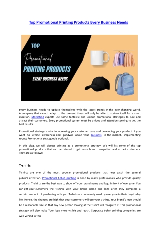 Top Promotional Printing Products Every Business Needs