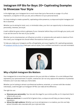 Instagram VIP Bio for Boys: 20  Captivating Examples to Showcase Your Style