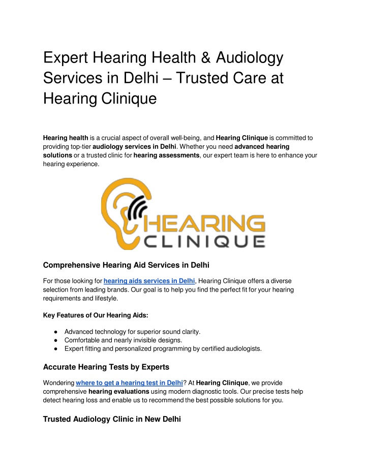 expert hearing health audiology services in delhi trusted care at hearing clinique