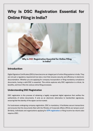 why is dsc registration essential for online