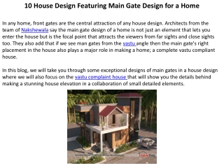 10 house design featuring main gate design