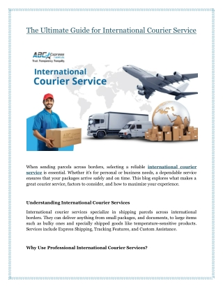 The Ultimate Guide for International Courier Service