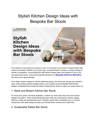 Stylish Kitchen Design Ideas with Bespoke Bar Stools