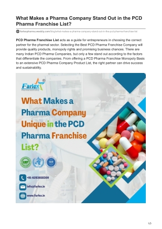 What Makes a Pharma Company Stand Out in the PCD Pharma Franchise List?