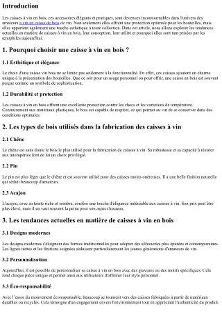 Les tendances actuelles en matière de caisses à vin en bois