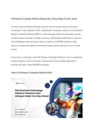 SAP Business Technology Platform Solutions How Advayan Helps You Stay Ahead (1)
