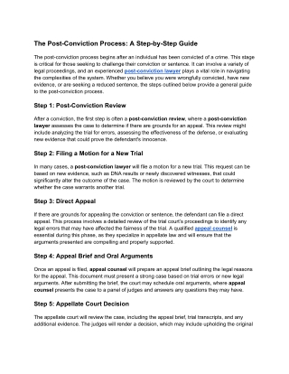 the post conviction process a step by step guide