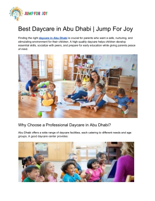 Best Daycare in Abu Dhabi | Jump For Joy