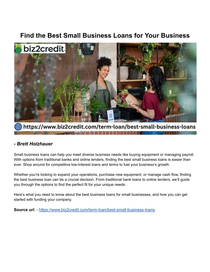 find the best small business loans for your