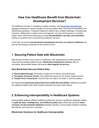 how can healthcare benefit from blockchain