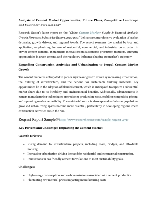 analysis of cement market opportunities future