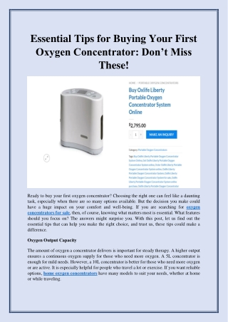 Essential Tips for Buying Your First Oxygen Concentrator