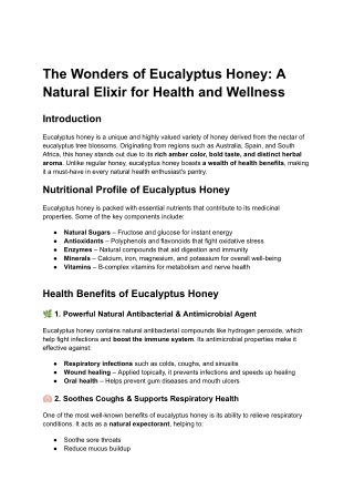The Wonders of Eucalyptus Honey_ A Natural Elixir for Health and Wellness